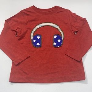 Adventure Wear Boy’s Long Sleeve Maroon Shirt With Head Phone Appliqué Size 4/5